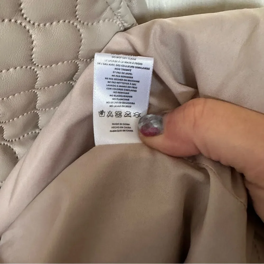 Free People/Anthropolgie Greylin Vegan Leather Quilted Jacket, Cream/Tan, Medium